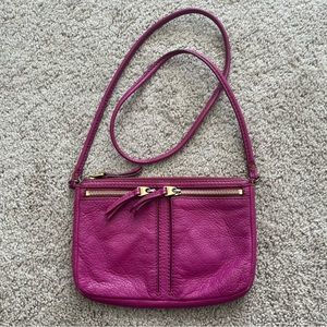Fossil Genuine Leather Crossbody Bag Magenta Purse